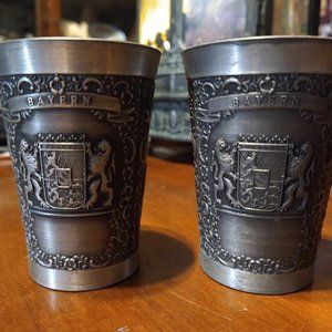 Staufen Zinn Essingen Bayern Maierhofen Bavaria Germany Vintage Pewter Cup Pair